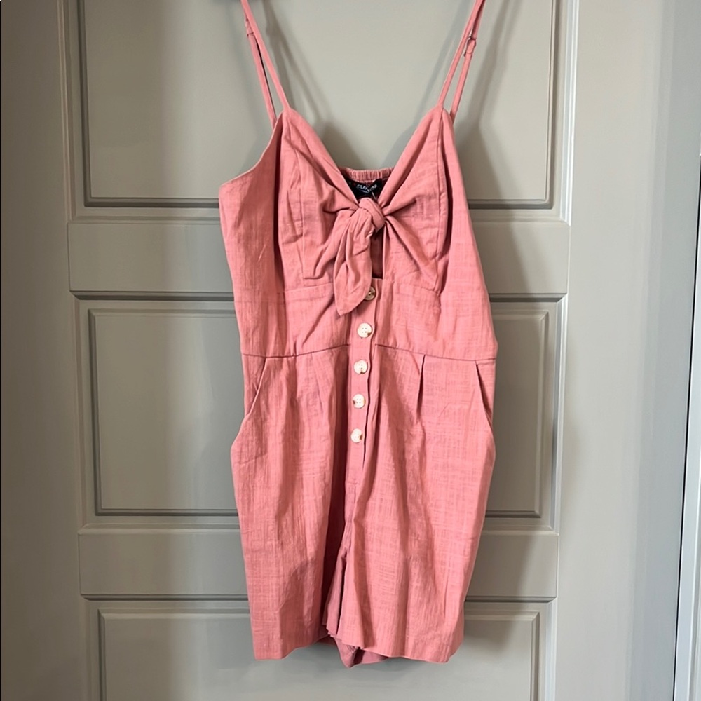 One Clothing Pink Jumpsuit with Bow Detail